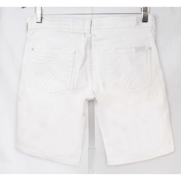 7 For All Mankind White Denim Walking Straight Leg Shorts 7 pockets Size 26 - Picture 3 of 4